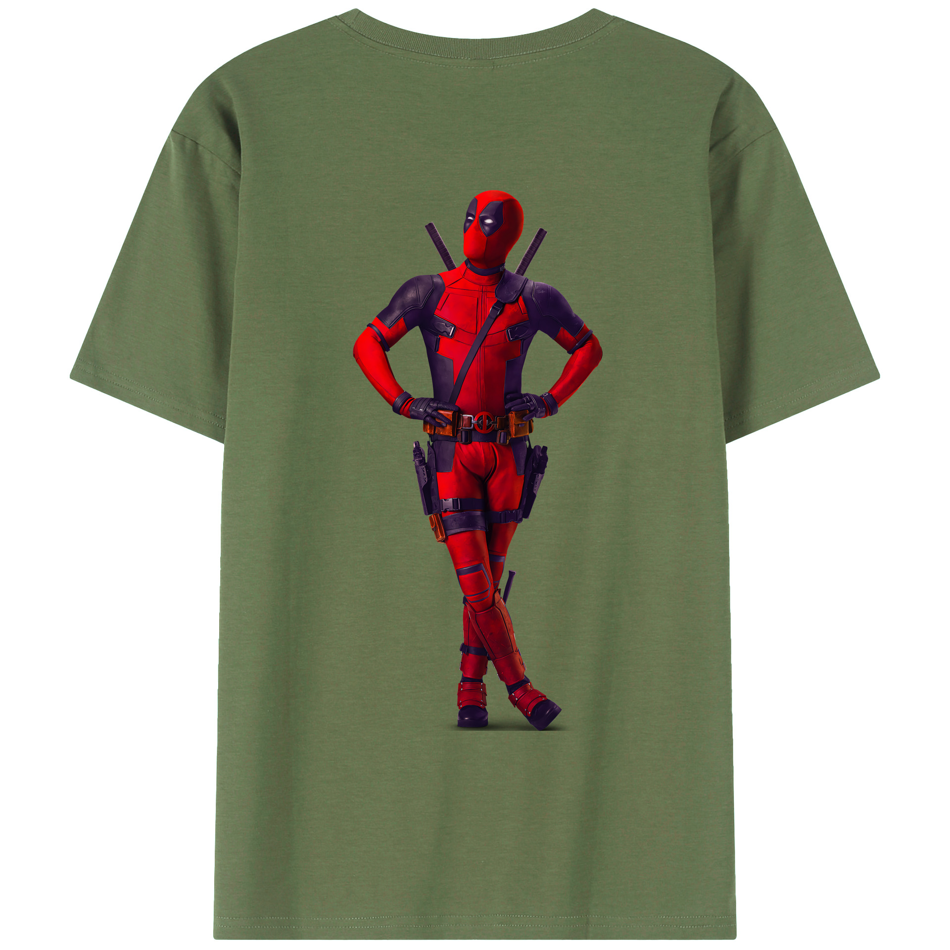 （画像用） Deadpool デッドプール 綿100％ メンズ半袖Tシャツ（バックプリント） 通気性